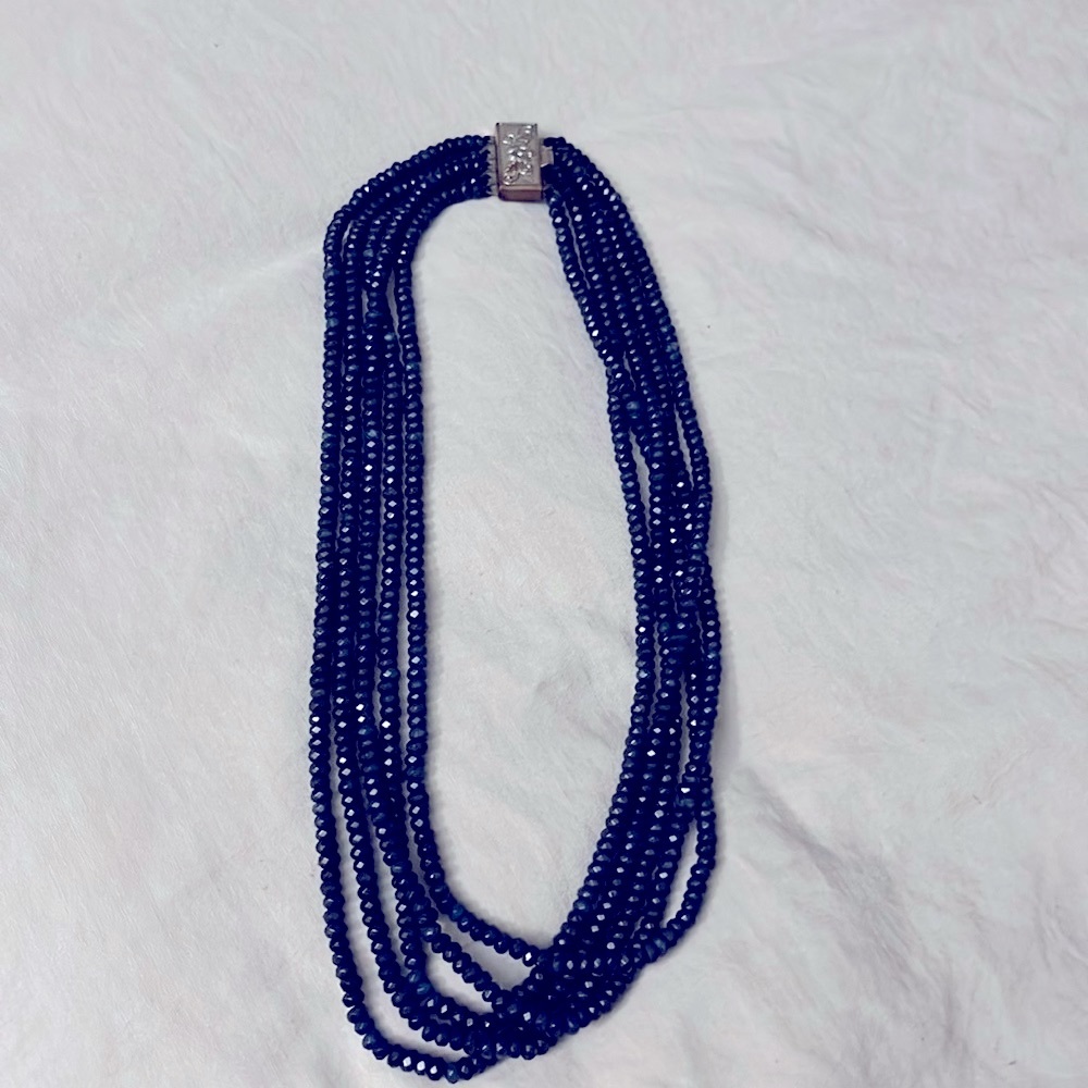 Midnight, blue multi bead necklace